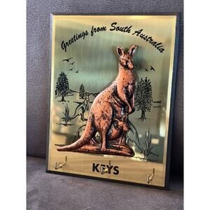 Vintage brass  key holder Australia hanging plaque-NOS